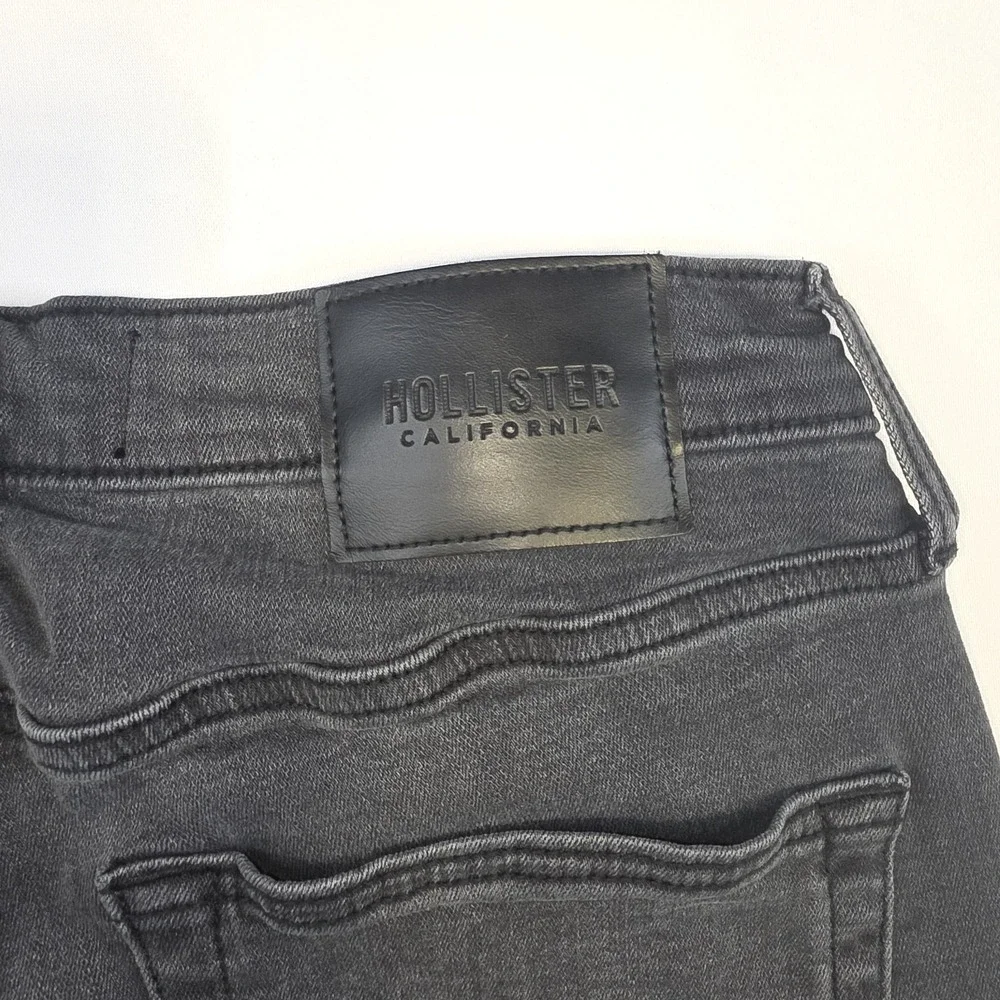 Hollister Skinny Jeans Mens 30x30 Black Distressed Faded Stretch Denim